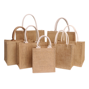 麻布袋定制logo环保购物袋黄麻饭盒包棉麻袋子简易亚麻diy手提袋