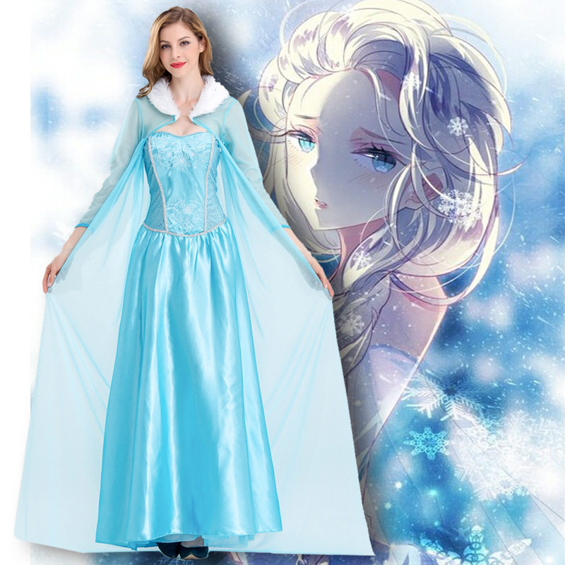 S-4XL万圣节 冰雪奇缘cosplay裙 化妆舞会衣服艾莎公主裙代发