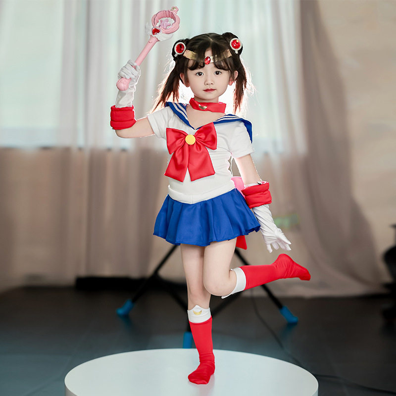 万圣节儿童服装水冰月cos女童连衣裙美少女战士月野兔水手服童装