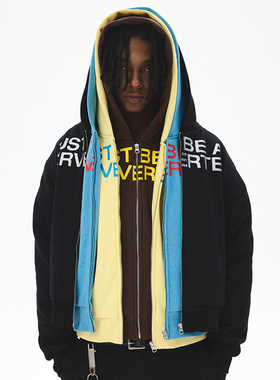 CRICLE CAGE环洞 字母印花七巧板穿搭连帽拉链秋冬加绒长袖卫衣