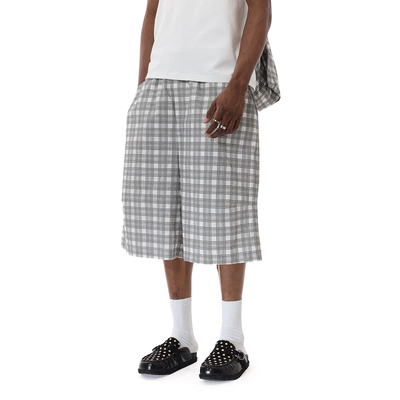 CRICLE CAGE环洞 格纹廓形六分休闲宽松基础夏季慵懒短裤