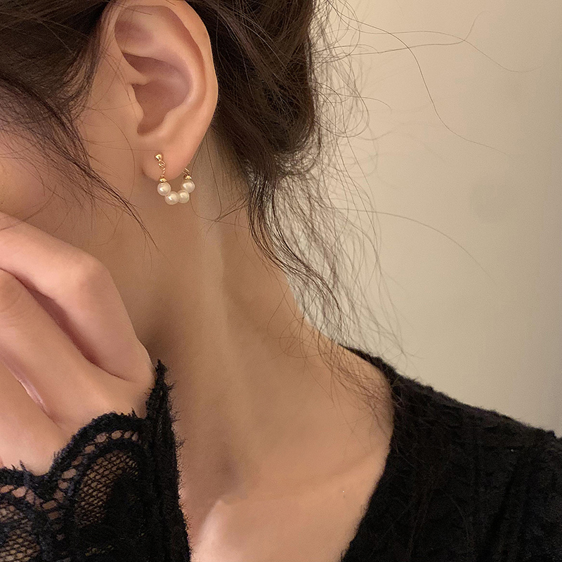 伊灿天然淡水珍珠耳坠无耳洞耳环