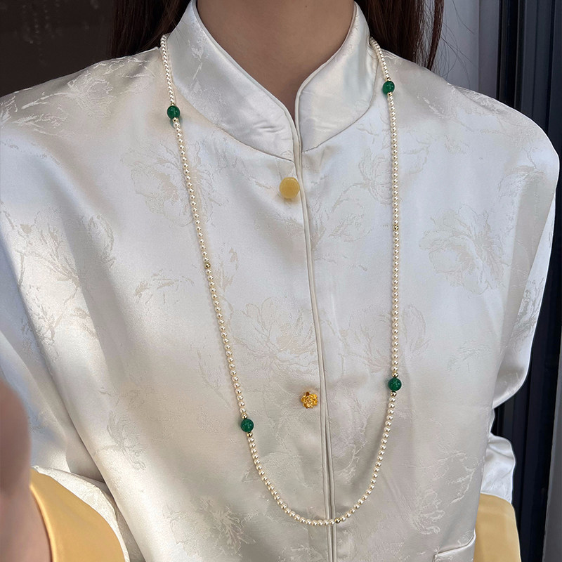 伊灿新中式正圆珍珠项链女复古