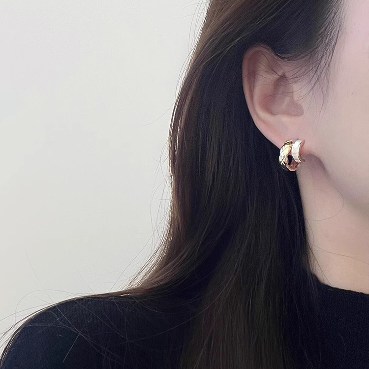 伊灿双层弧形贝壳耳钉女纯银