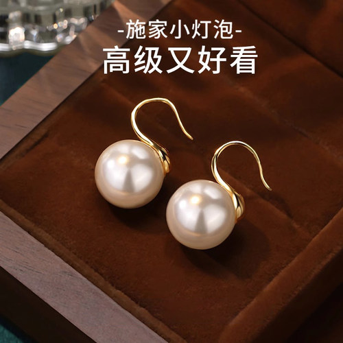 伊灿正圆珍珠耳钉女纯银小众设计