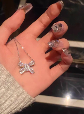 伊灿蝴蝶结纯银项链女