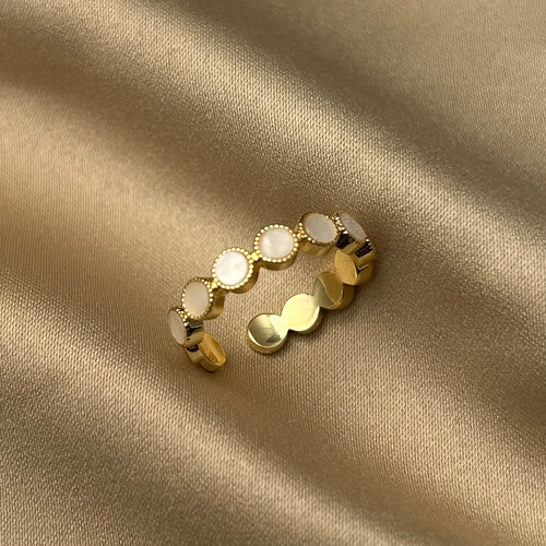 伊灿天然贝壳开口戒指女复古