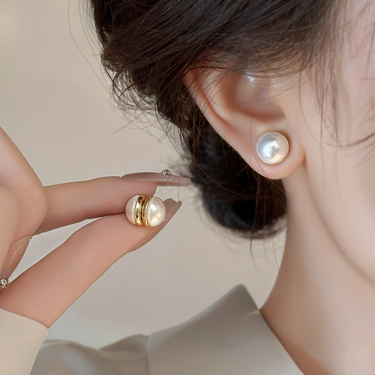 伊灿施家天然珍珠耳钉女时尚