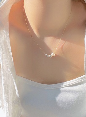 伊灿简约珍珠吊坠项链女气质