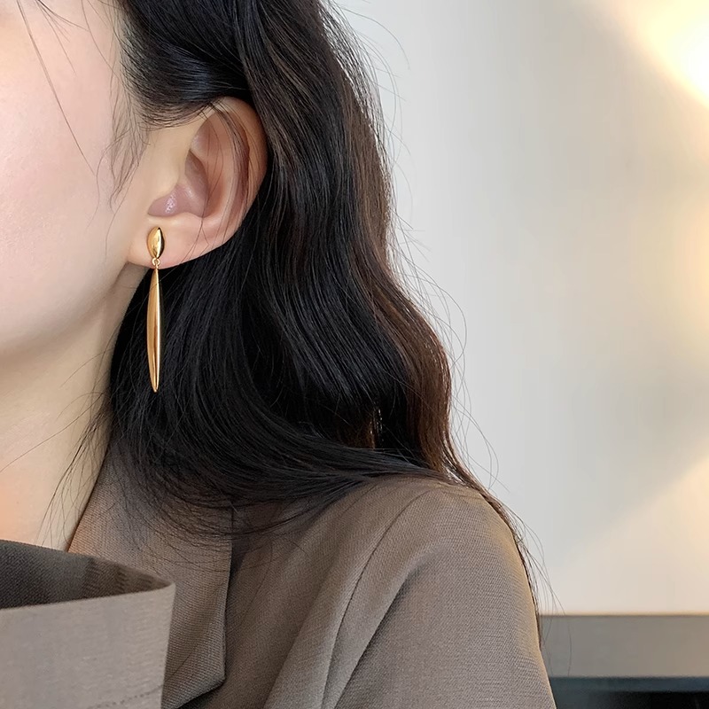 简约流苏金属线条耳环女纯银2025新款爆款独特设计耳钉冷淡风耳饰