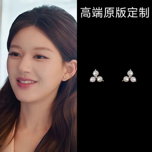 简约纯银耳环百搭耳饰 爆款 许我耀眼赵露思同款 珍珠耳钉女2025新款