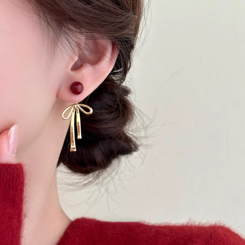 新年红色蝴蝶结珍珠耳钉女纯银氛围感耳夹耳环2025年新款爆款耳饰,饰品/流行首饰/时尚饰品新,耳钉,淘宝优惠券,粉丝福利购,淘宝优惠卷