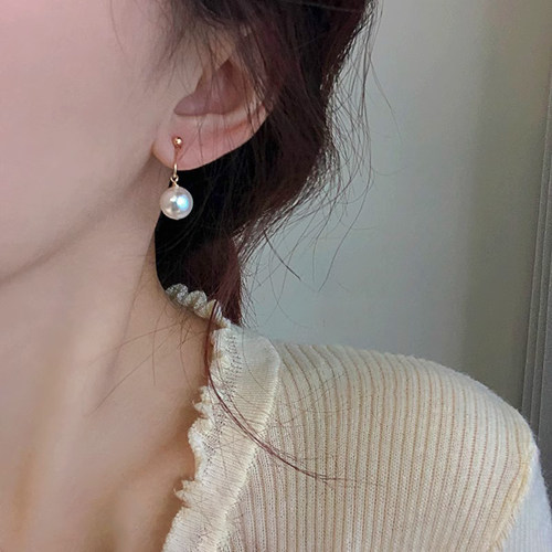 伊灿高亮珍珠耳钉女纯银高