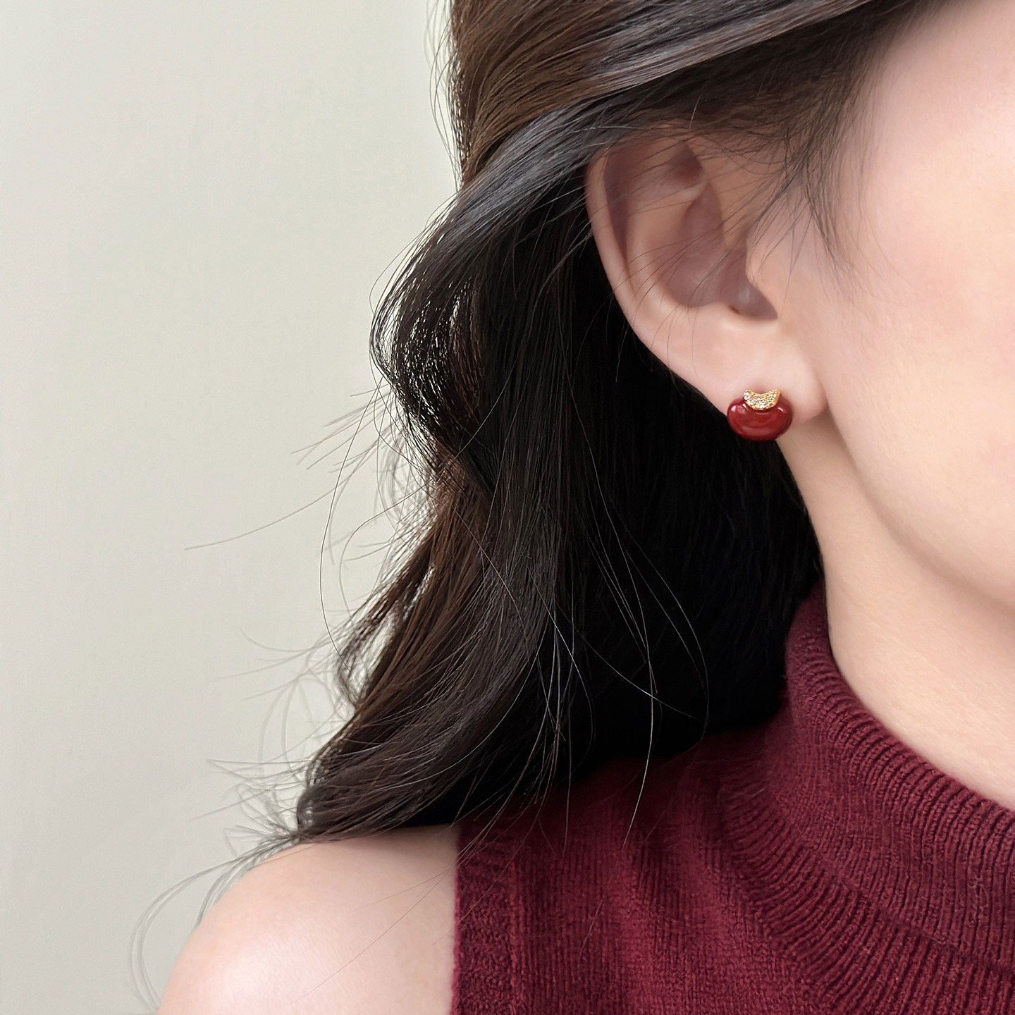 安可拉红色相思豆锆石珍珠耳钉2026新款爆款高级感耳环纯银针耳饰,饰品/流行首饰/时尚饰品新,耳钉,淘宝优惠券,粉丝福利购,淘宝优惠卷