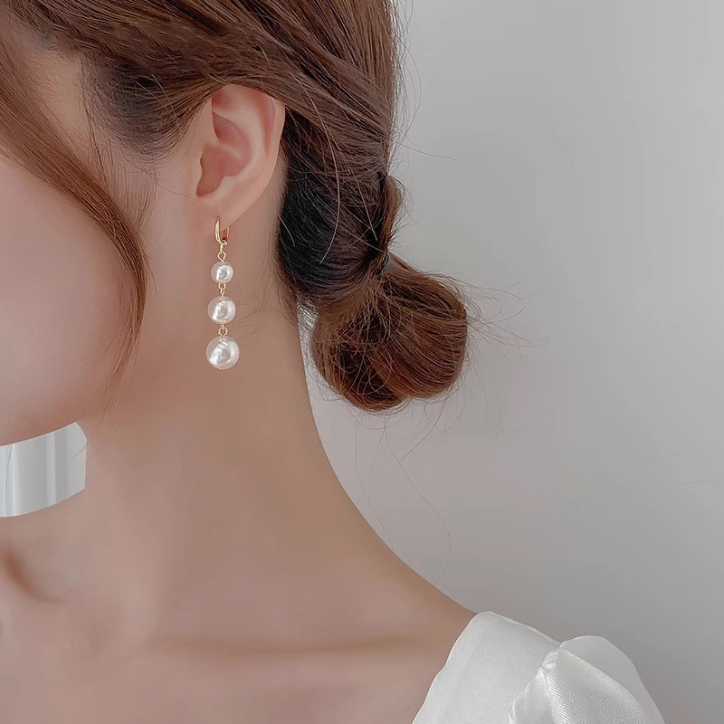 伊灿气质长款珍珠耳环女纯银