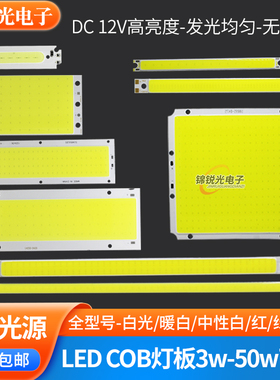 12v灯led灯条cob灯珠改造光源车灯台灯3w10w20瓦高亮12伏led灯板