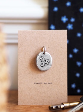 吊坠英国手作 KUTUU 勿忘我 金属锡吊坠小众项链手链礼盒情侣手帐