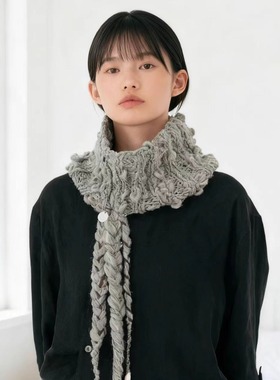 正确版】肌理质感围巾手捻线游牧围脖手工编织百搭保暖秋冬款
