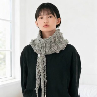 正确版】肌理质感围巾手捻线游牧围脖手工编织百搭保暖秋冬款