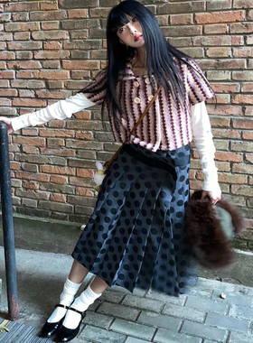 不正可退】娃娃领双排扣粉紫拼接miu系马甲短袖外套女百搭短上衣