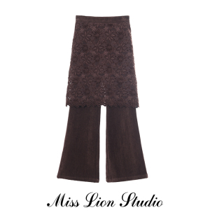 女设计感百搭裙裤 正确版 蕾丝花边微喇休闲裤 新款 子 2025春季