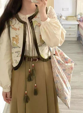 正确版】 “中古浮雕”古着提花法式复古马甲女叠穿新中式坎肩