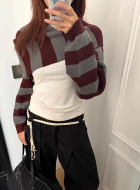 不正可退】复古加厚条纹围巾多形式穿戴条纹撞色针织女秋冬高级感