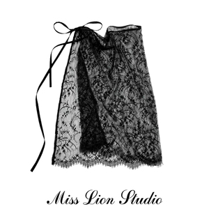 时髦氛围感黑色白色一片式 屁帘 系带蕾丝裙帘女设计感叠穿裙一片式