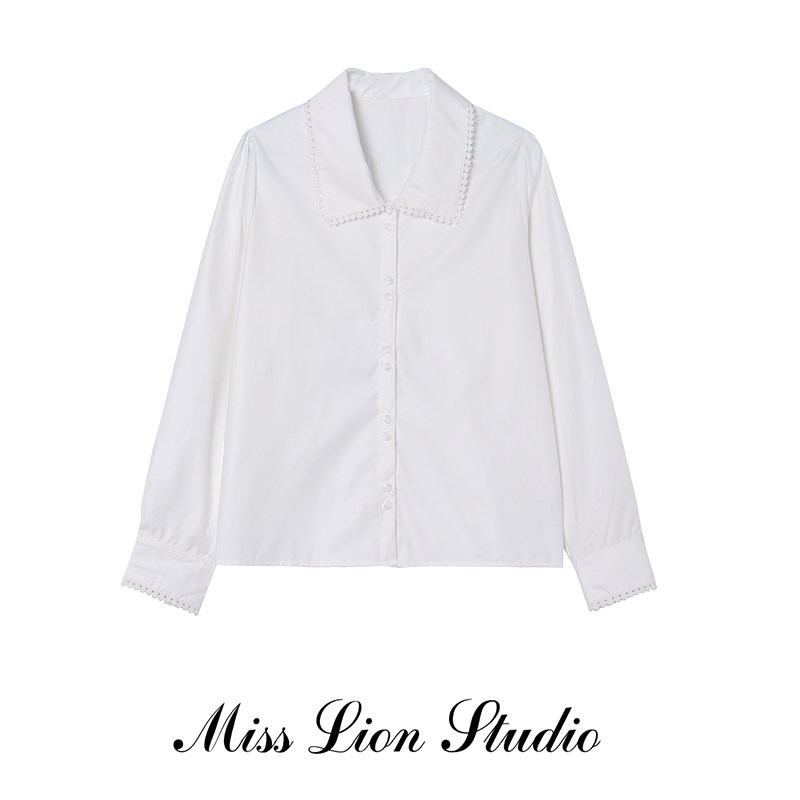 花边蕾丝边白色衬衫女2022秋季新款设计感小众别致气质长袖衬衣,女装/女士精品,衬衫,淘宝优惠券,粉丝福利购,淘宝优惠卷