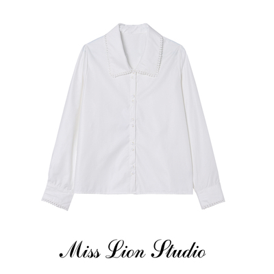 花边蕾丝边白色衬衫气质