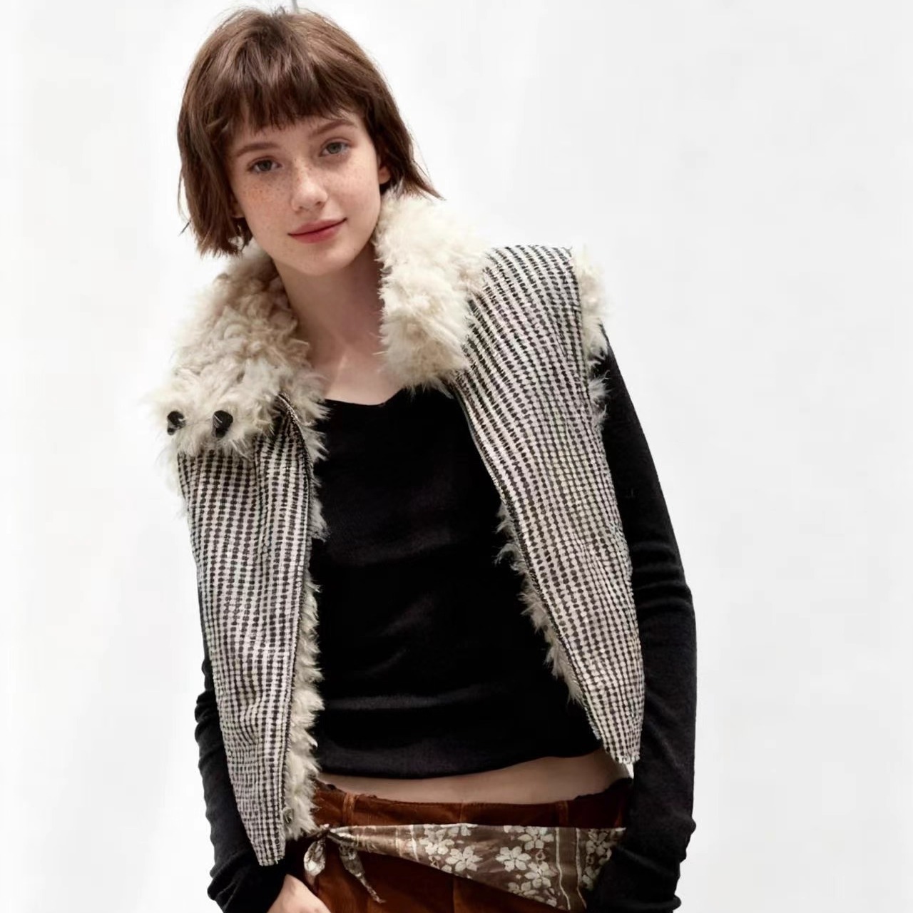 现货秒发】双面两穿羊羔绒马甲女