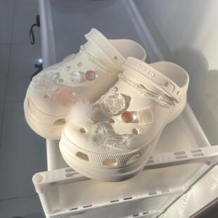 蝴蝶结洞洞鞋crocs配饰鞋花女适配diy鞋卡扣高级感爱心可拆卸配件