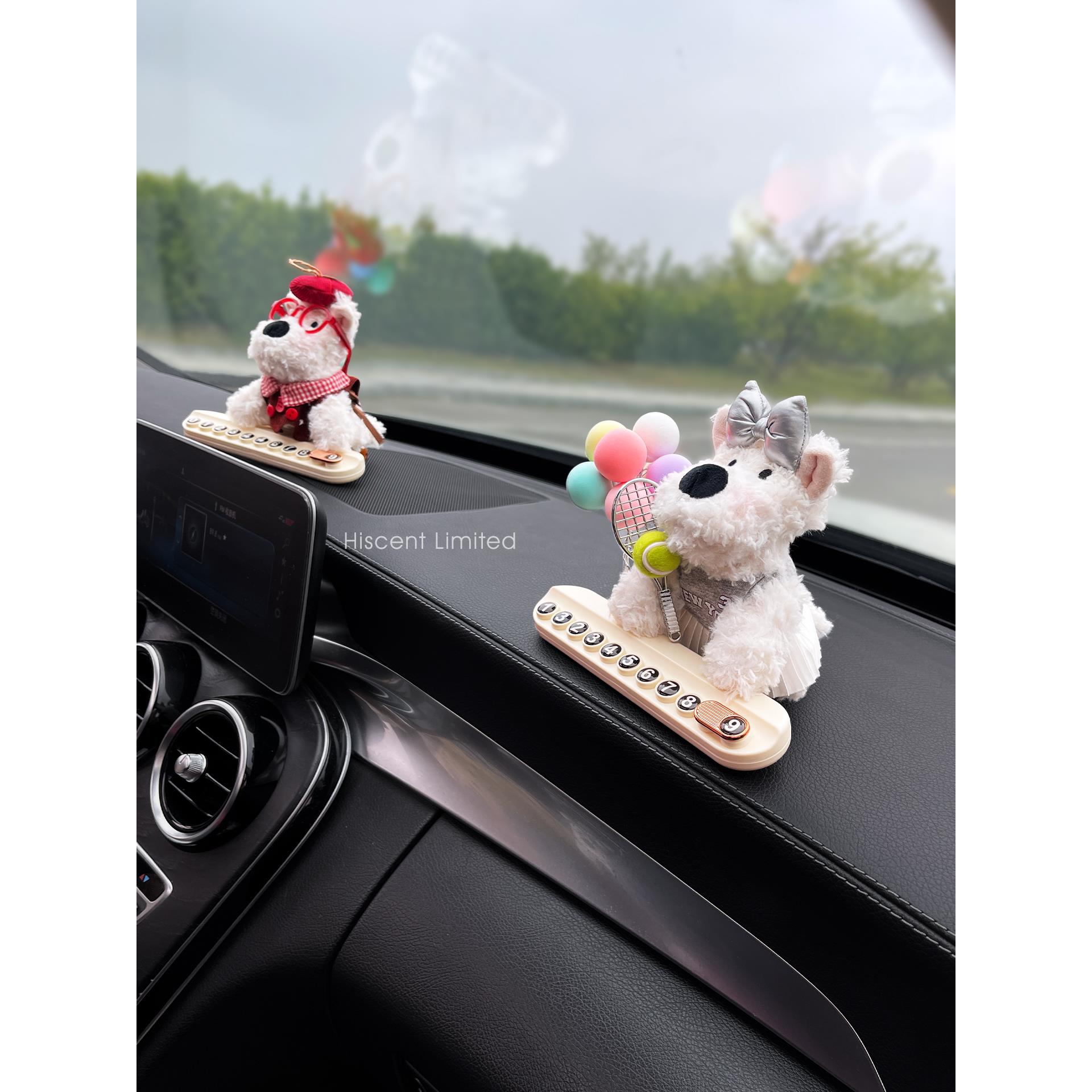 2025新款车载电话号码牌西高地挪车电话牌临时停车装饰摆件可爱女