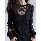 打底衫 修身 黑色蕾丝上衣女纯欲轻熟风减龄百搭洋派长袖 2026春新品