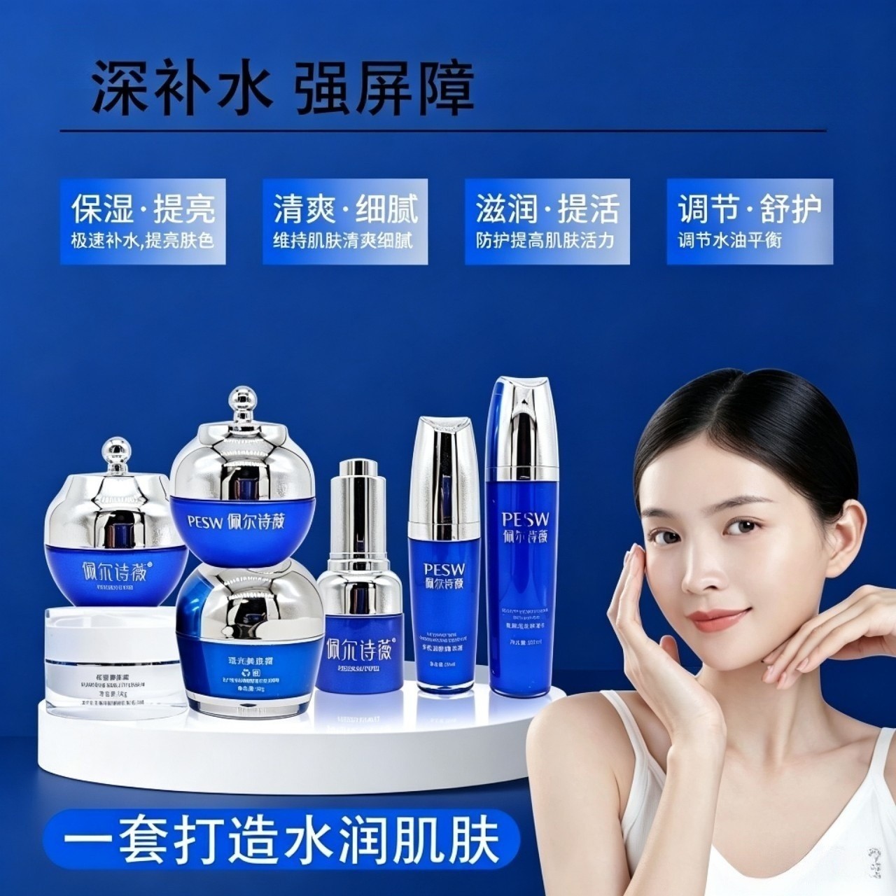 佩尔诗薇 奶油肌断黑三件套 保湿水乳改善暗沉提亮线下美容店同款