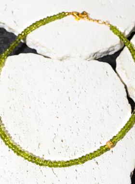 二梦三青【和平精英】高品橄榄石花珀项链女时尚锁骨链精致高级感