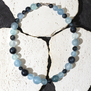 二梦三青【格林兰的碰撞】天然海蓝宝岛屿项链女时尚百搭锁骨链蓝