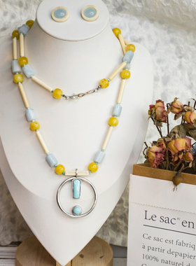 二梦三青【阿芙洛狄忒日志】原矿绿松石项链女小清晰气质感毛衣链