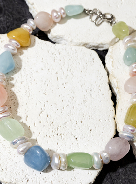 二梦三青【暮光之城】天然珍珠项链女摩根石甜美温柔毛衣链高级感