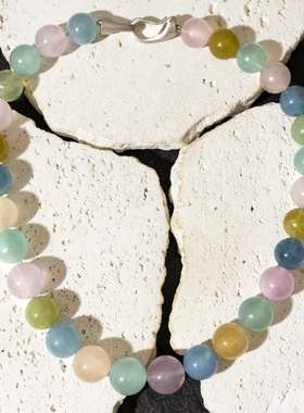 二梦三青【霓虹之都】天然摩根石项链女时尚百搭彩色锁骨链高级感