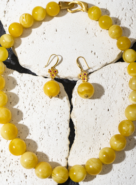 二梦三青【公主】珠宝饰品天然蜜蜡项链女时尚绿松石锁骨链高级感