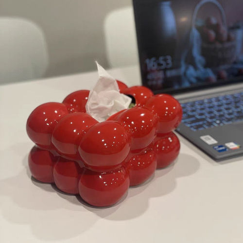 创意红色纸巾盒家用客厅茶几陶瓷抽纸盒纸抽盒轻奢高档餐巾纸盒子
