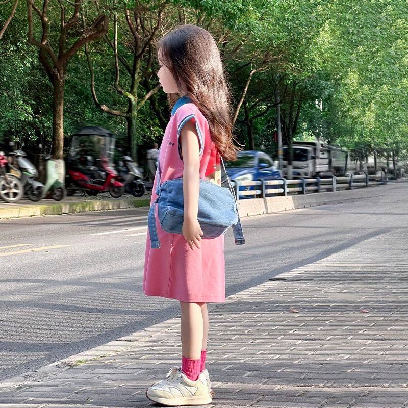 又酷又飒的女童裙2025夏日新款女孩多巴胺穿搭儿童夏季POLO连衣裙图片