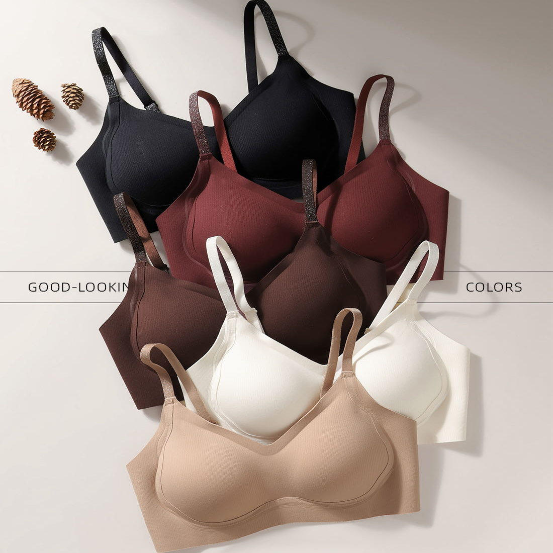 草本粉底液隐形山茶花内衣女聚拢小胸显大提拉防下垂无痕秋冬文胸