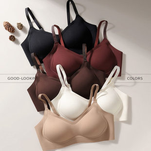 草本粉底液隐形山茶花内衣女聚拢小胸显大提拉防下垂无痕秋冬文胸