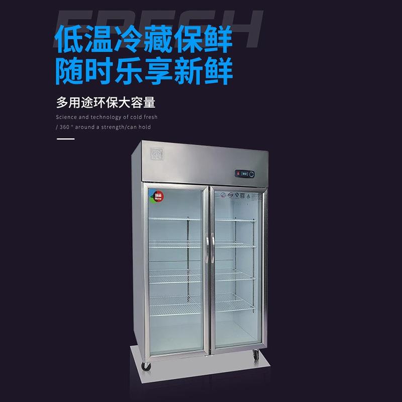 商用冷藏展示柜双门冰柜饮料展示柜点菜柜蔬菜水果保鲜冰箱玻