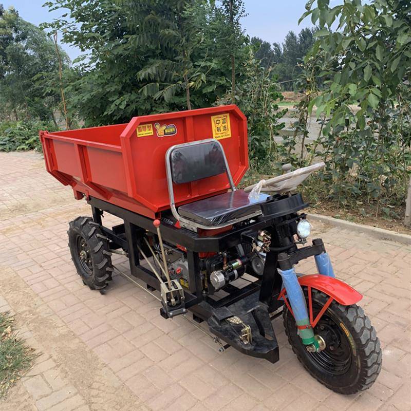建筑工地12马力柴油机运输小型液压自卸翻斗工程三轮车三马三蹦子