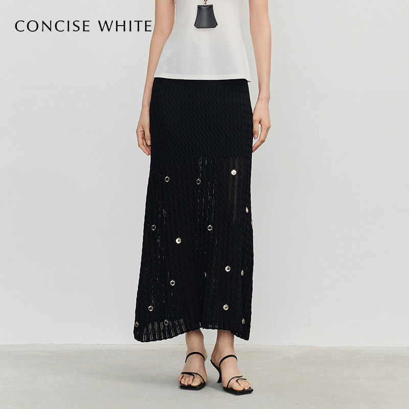 CONCISEWHITE金属片长半裙