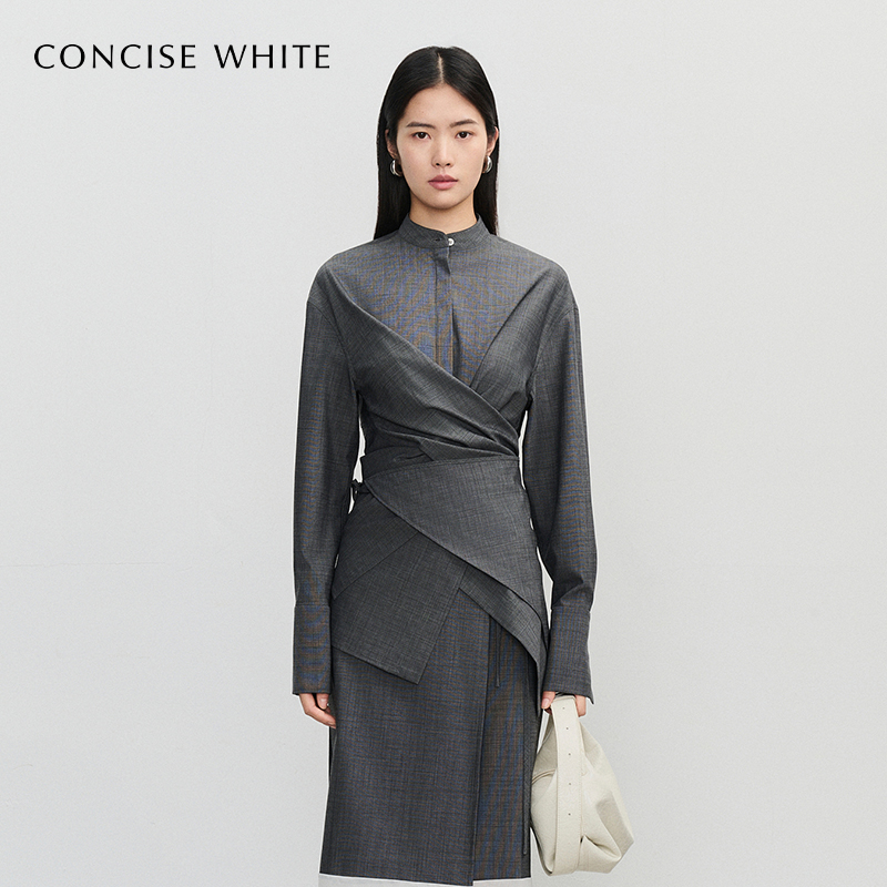 CONCISE-WHITE简白秋季新款多穿衬衣女士衬衫外套设计师品牌