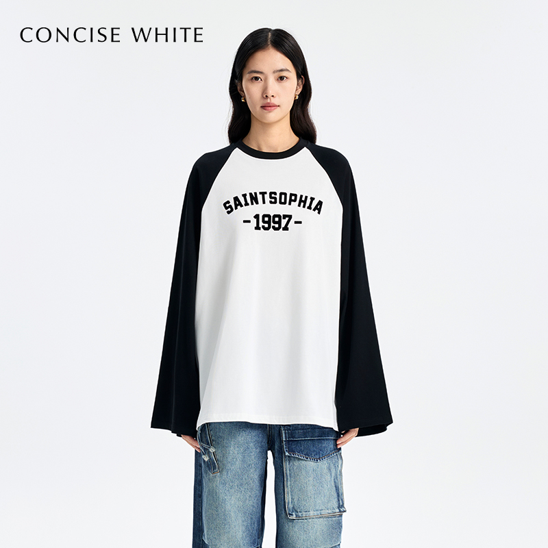 拼色长袖CONCISE-WHITE
